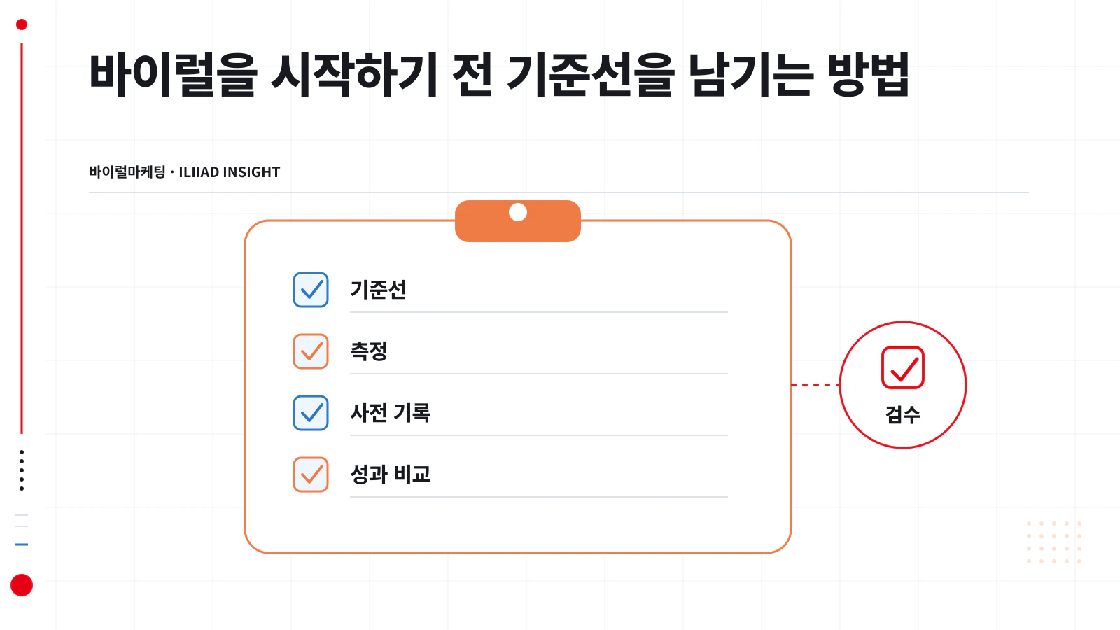 시작 전 기준선으로 기록할 다섯 항목을 정리한 표